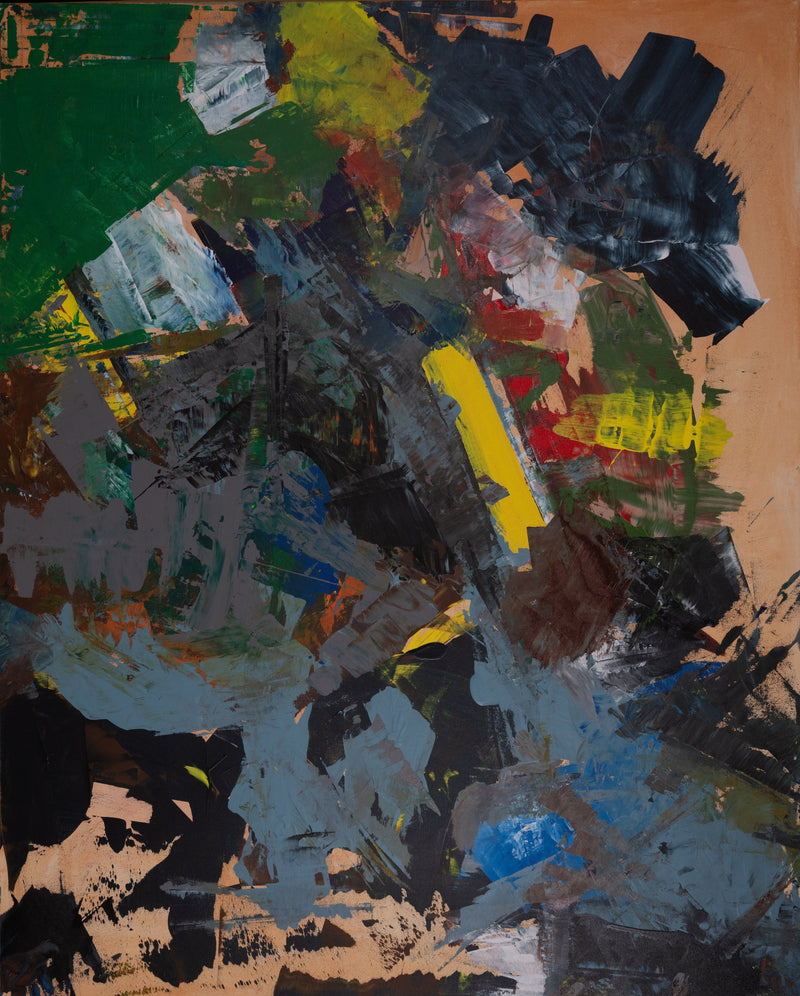 Original abstract painting with various colors on a textured surface