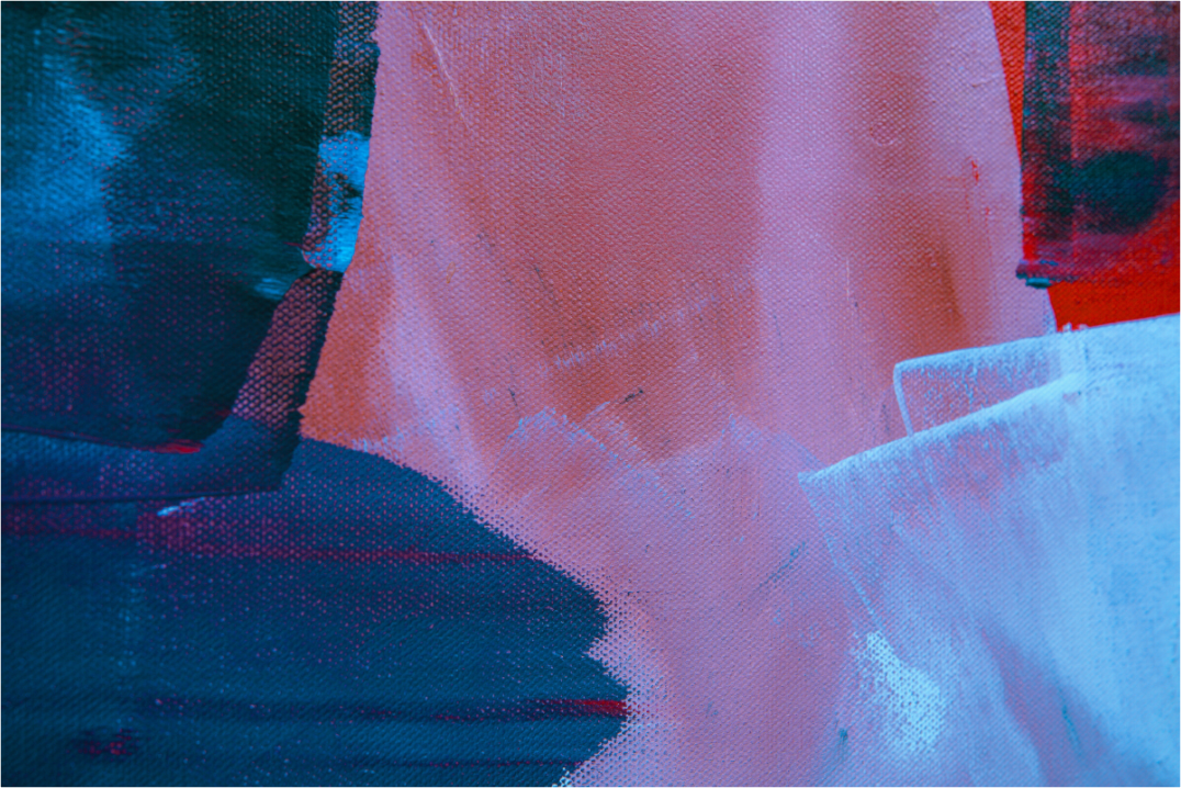 Abstract art with pink, blue, and white colors