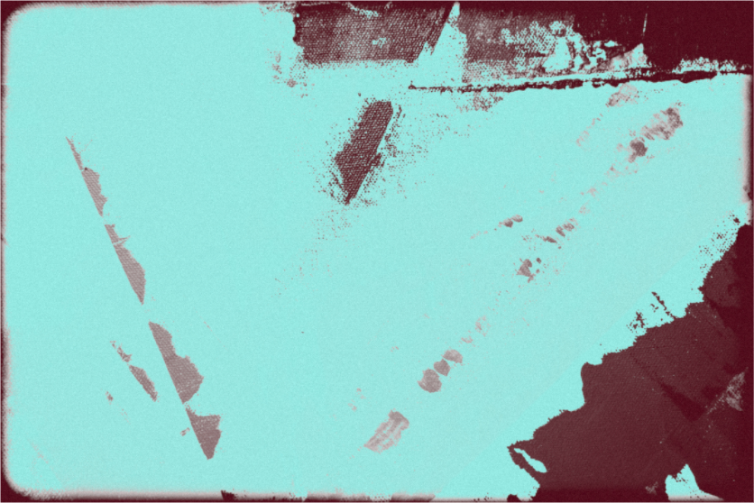 Abstract design with a gradient of teal and maroon colors.