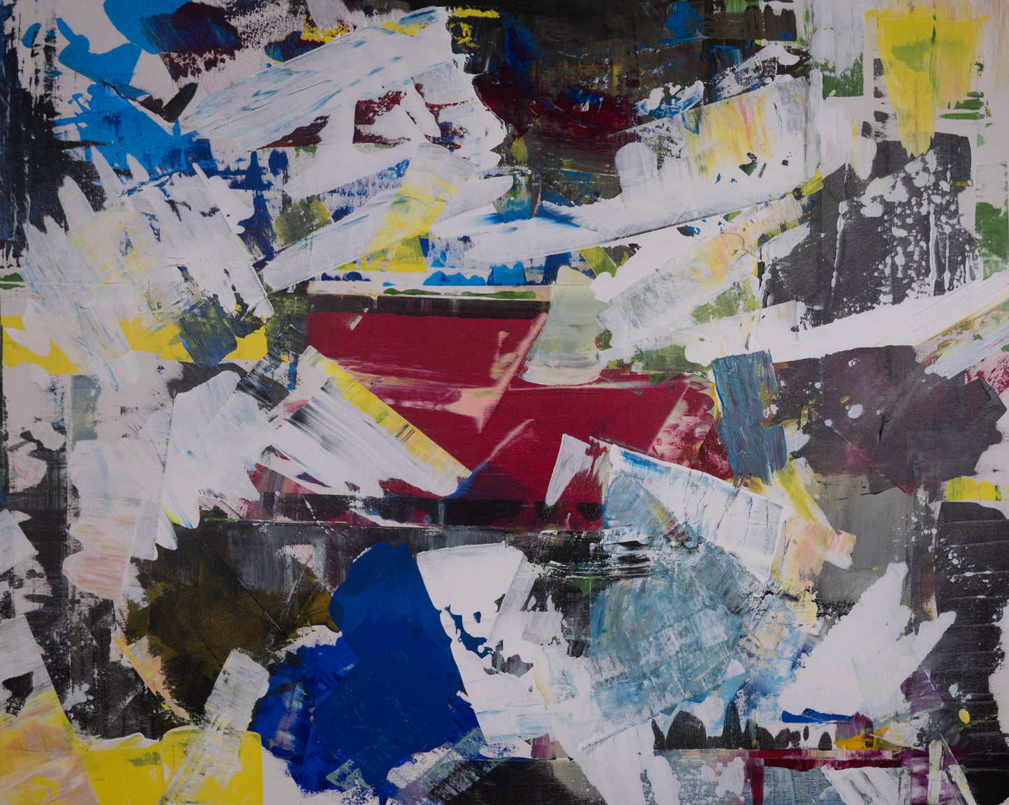 Original abstract art piece with a collage of various colors and textures