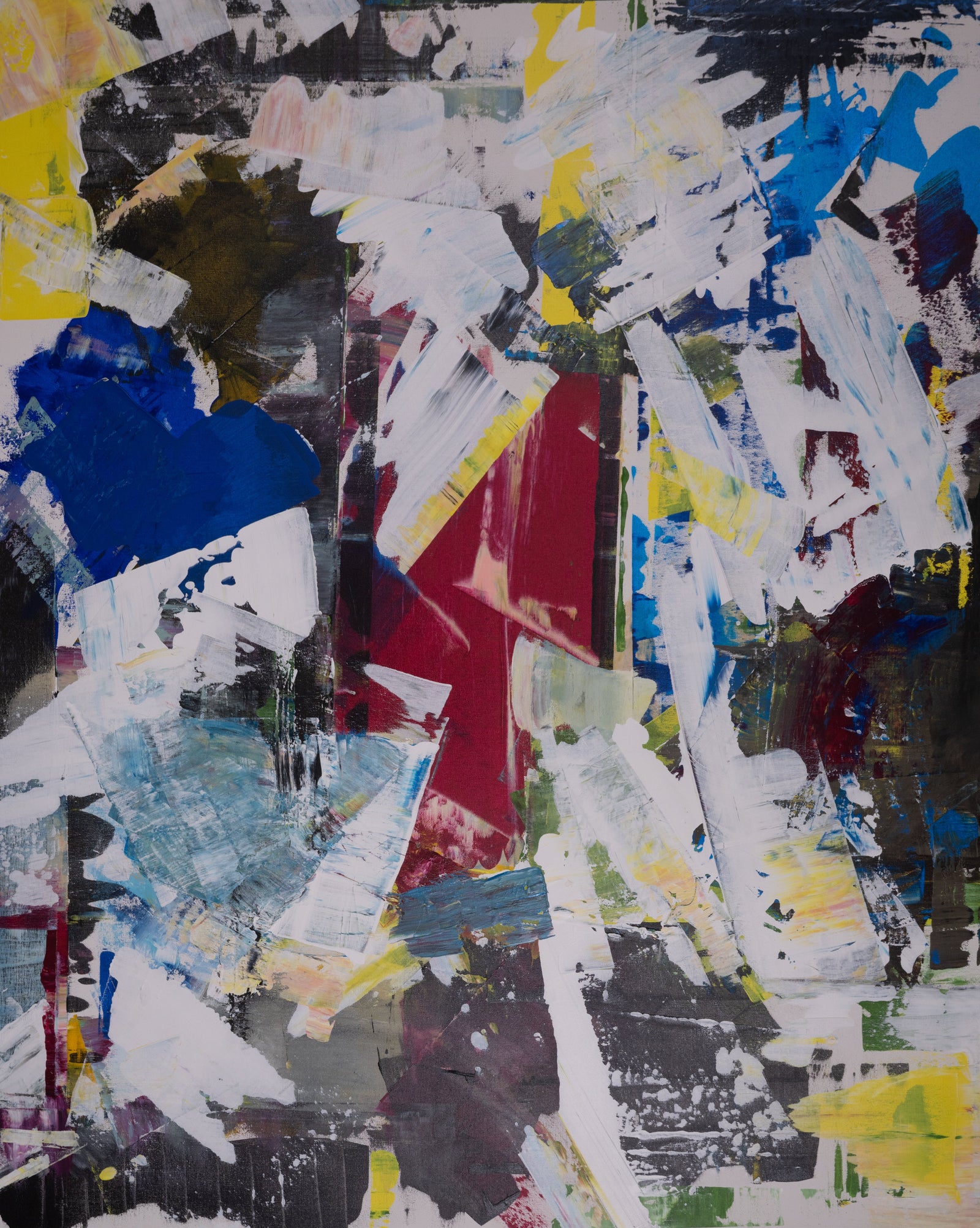 Original abstract art piece with a collage of various colors and textures