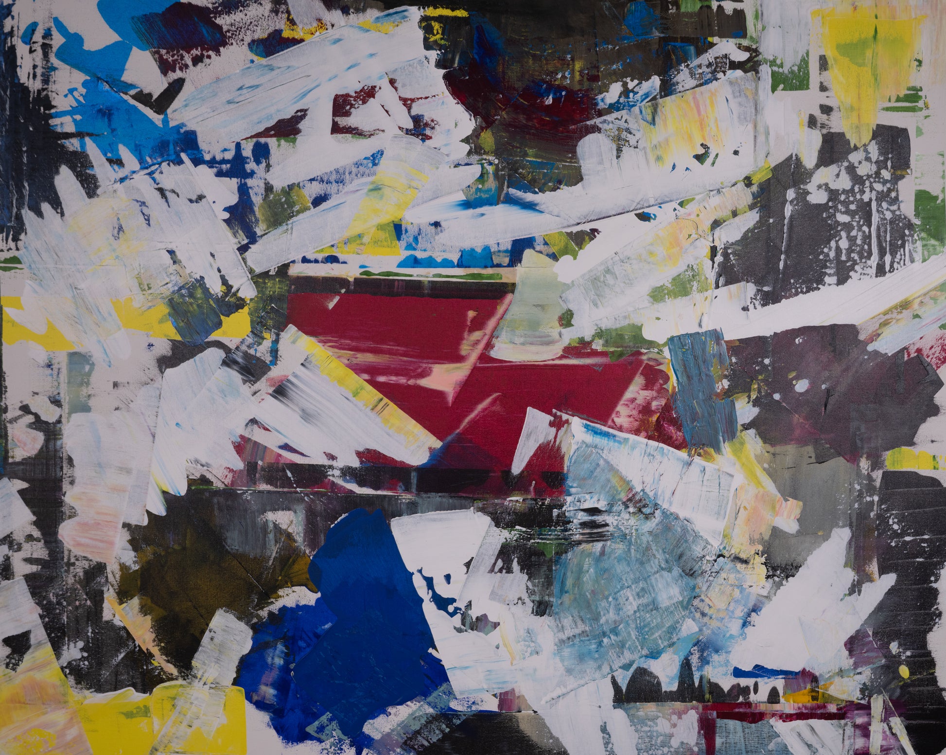 Original abstract art piece with a collage of various colors and textures