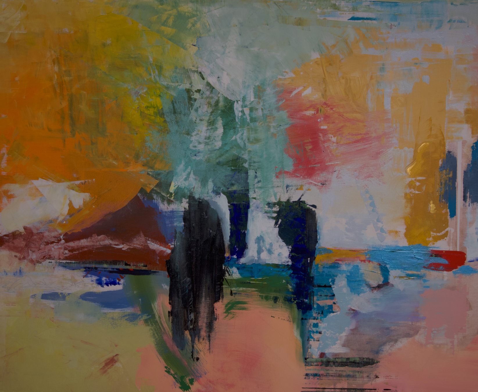 Original abstract painting with a variety of colors and textures